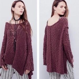 Free People Off-the-Shoulder Plum Sweater